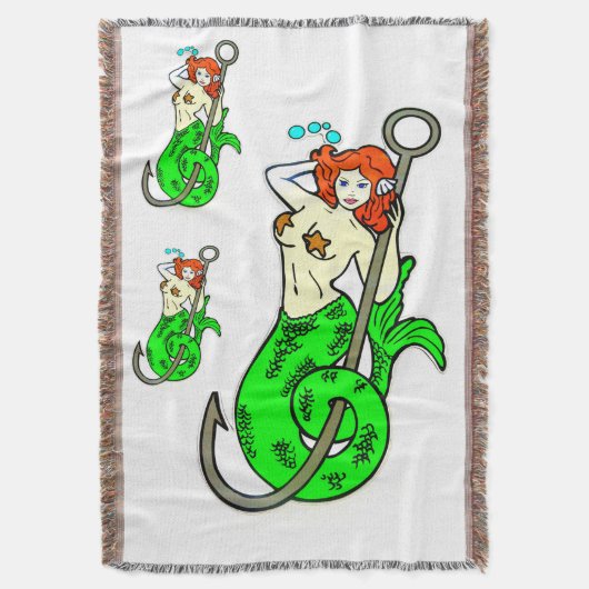 Couverture sirène à queue verte rousse (devant Vertical)