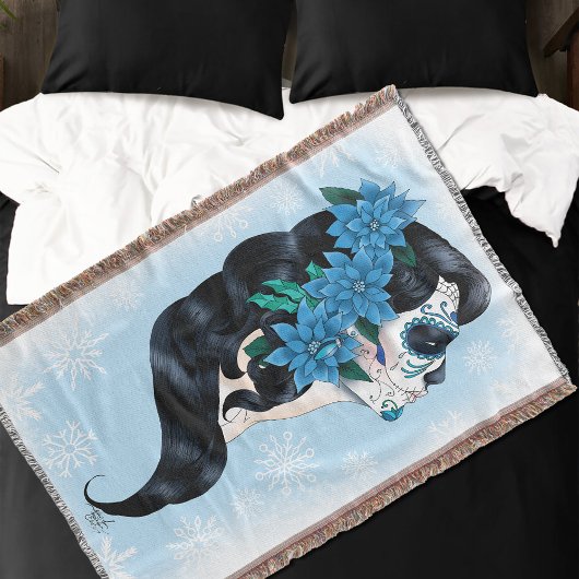 Couverture Skull d'hiver Flèches de neige bleues