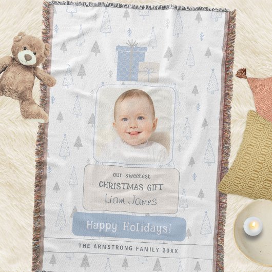 Couverture Sky Blue Boho Baby's 1st Photo Christmas