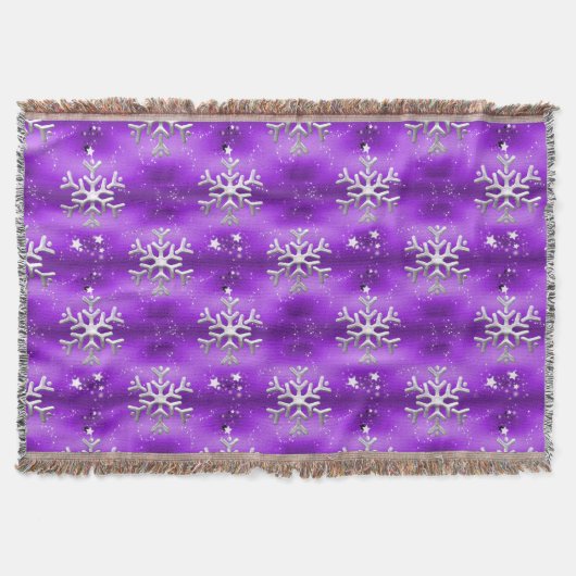 Couverture Snowflakes en argent et Etoiles blanches Purple No (Devant)