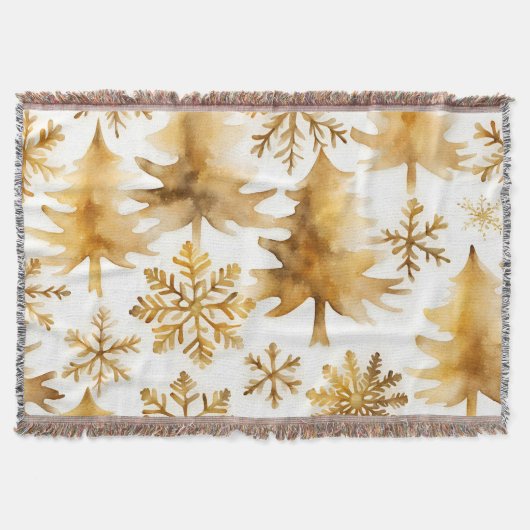 Couverture Snowflakes Gold Arbres de vacances (Devant)