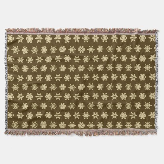 Couverture Snowflakes Ikat - Beige et Chocolat Brown (Devant)