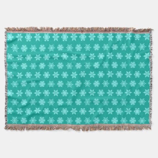 Couverture Snowflakes Ikat - Turquoise et aqua (Devant)