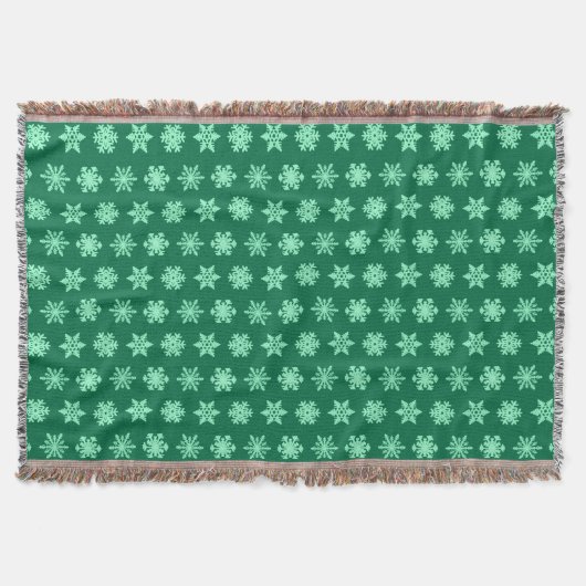Couverture Snowflakes Ikat - Vert pin et menthe (Devant)