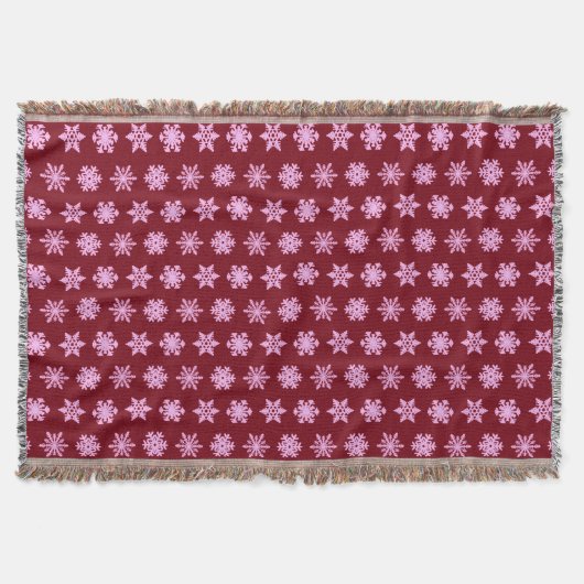 Couverture Snowflakes Ikat - Vin Bourgogne et rose (Devant)