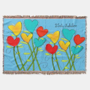 Couverture Soeurs 25ème Jubilé d'argent Blanche tissée Floral