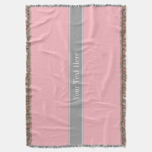 Couverture Solid Pink, Dark Gray Ribbon Nom Monogram (devant Vertical)