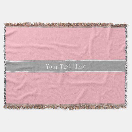 Couverture Solid Pink, Dark Gray Ribbon Nom Monogram (Devant)