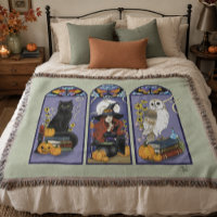 Sorcière gothique chat noir hibou Halloween Art no