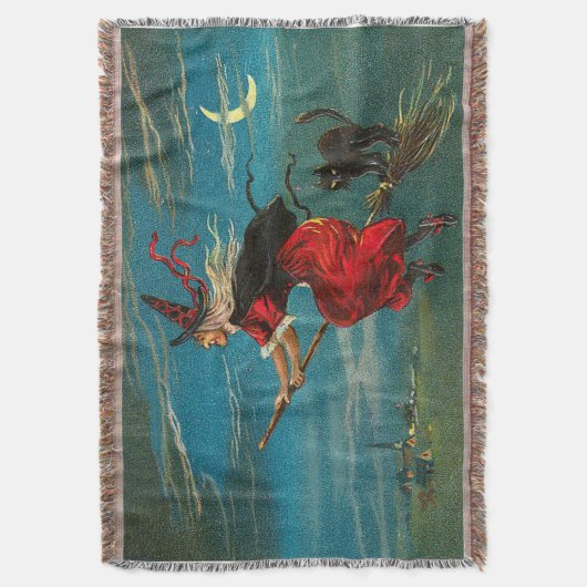 Couverture Sorcière Volant Chat noir Crescent Lune (devant Vertical)