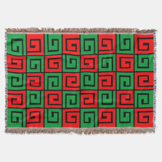 Couverture Spirales carrés - Rouge et Vert sur Noir (Devant)