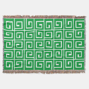 Couverture Spirales carrés - Vert d'herbe sur blanc