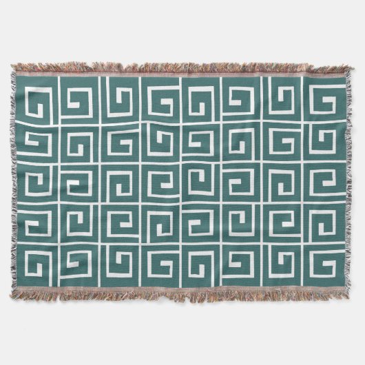 Couverture Spirales carrés - Vert mousse sur blanc (Devant)