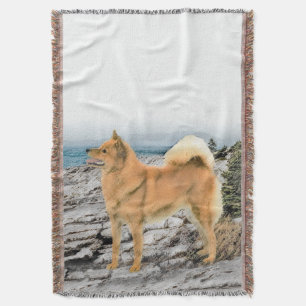 Couverture Spitz finlandais à Seashore Peinture - Chien Art