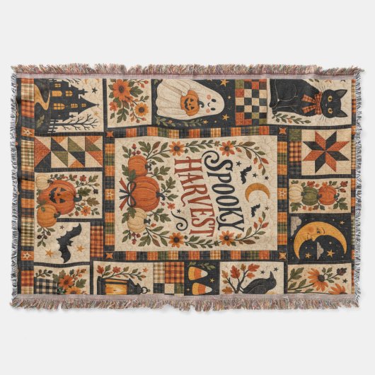 Couverture Spooky Harvest Vintage Halloween Patchwork (Devant)