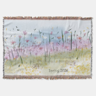 Couverture Spring 2026 Water Color Wildflower Throw Blanket