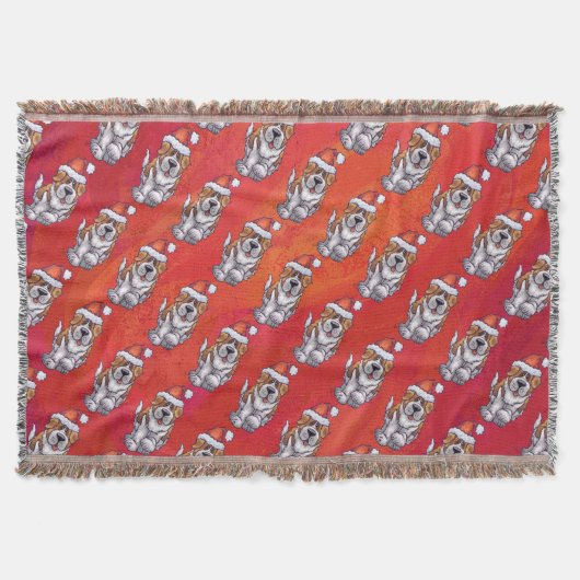 Couverture St Bernard en Motif Casquette sur rouge (Devant)