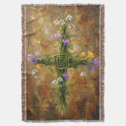 Couverture St Brigid Cross Green Rushes Crocus Imbolc Art (devant Vertical)