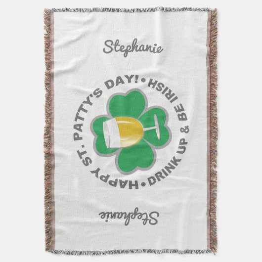 Couverture St. Patrick's Day nom personnalisé jeter couvertur (devant Vertical)