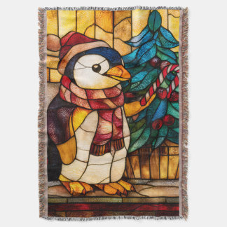 Couverture Stained Glass Christmas Penguin