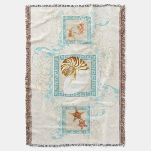 Couverture Starfish Nautilus Conch Coques de mer Océan Grèce  (devant Vertical)