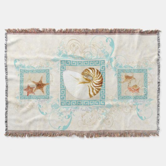 Couverture Starfish Nautilus Conch Coques de mer Océan Grèce  (Devant)