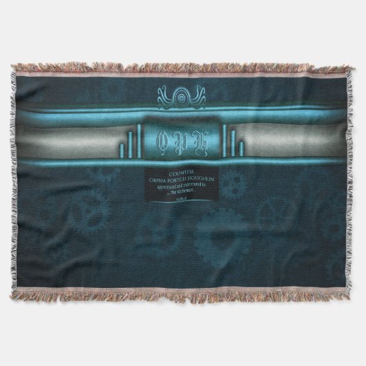 Couverture Steampunk, bleu glace et turquoise, poulpe Monogra (Devant)