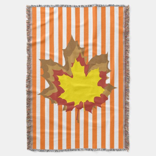 Couverture Stripes automnales citrouilles avec Feuilles (devant Vertical)