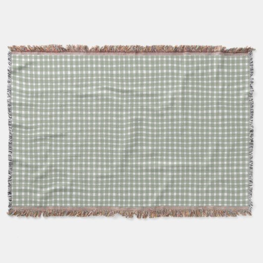 Couverture Style Cottage Vert Sauge Gingham Classique (Devant)