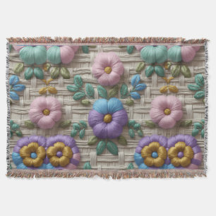 Couverture Style Floral Brodé   Doux et Confortable
