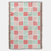 Couverture Style Patchwork Motif Carré rouge et bleu (devant Vertical)