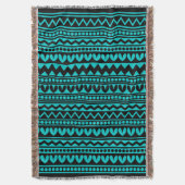 Couverture Style tribal - Noir sur Turquoise profond (devant Vertical)