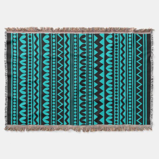 Couverture Style tribal - Noir sur Turquoise profond (Devant)