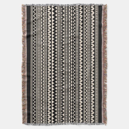 Couverture Style tribal V2 - Noir sur crème (fff0db) (devant Vertical)