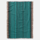 Couverture Style tribal V2 - Noir sur Turquoise profond (devant Vertical)