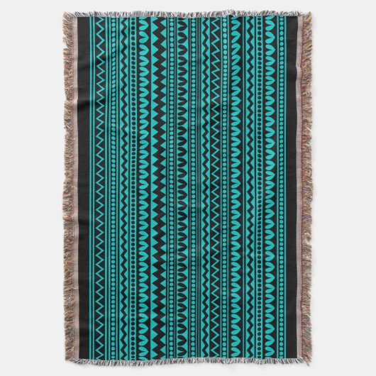 Couverture Style tribal V2 - Noir sur Turquoise profond (devant Vertical)