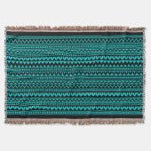 Couverture Style tribal V2 - Noir sur Turquoise profond (Devant)