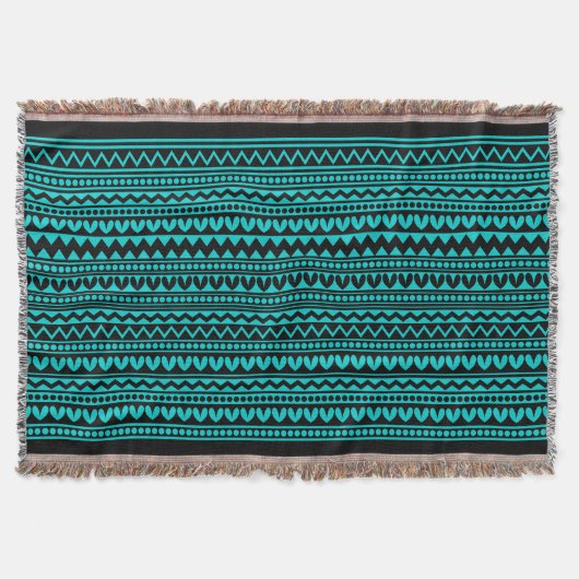 Couverture Style tribal V2 - Noir sur Turquoise profond (Devant)