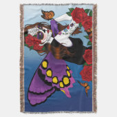 Couverture Sucre Violet Crâne Fée Roses Rouges Monarques Goth (devant Vertical)