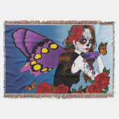 Couverture Sucre Violet Crâne Fée Roses Rouges Monarques Goth (Devant)