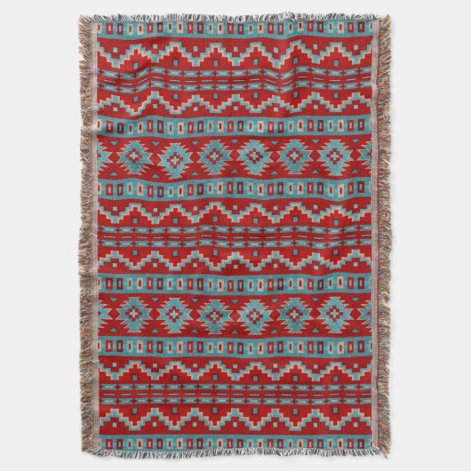 Couverture Sud-Ouest Mesas Turquoise & Rouge (devant Vertical)