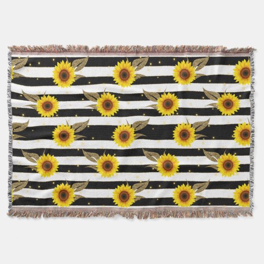 Couverture Sunflowers with Black and White Horizontal Lines (Devant)