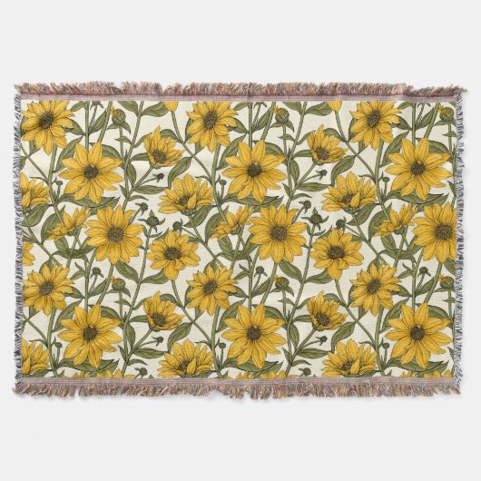 Couverture Sunroot, tournesol sauvage sur blanc (Devant)
