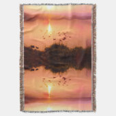 Couverture Sunset Sunrise Lake plage côtière Peach Orange (devant Vertical)