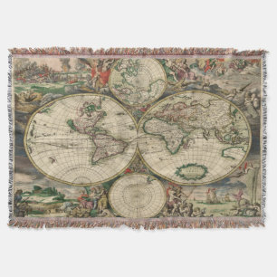 Couverture Superbe Oeuvre D'Art Vintage Ancien Monde Cartes
