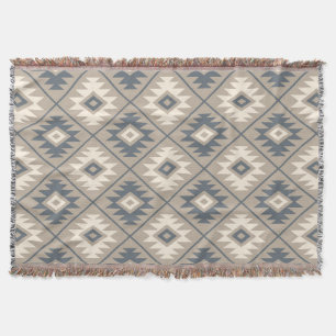 Couverture Symbole aztèque Motif stylisé bleu crème sable
