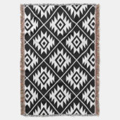 Couverture Symbole aztèque Stylisé Grand Ptn Blanc sur Noir (devant Vertical)