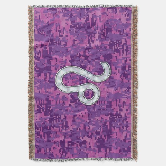 Couverture Symbole Leo Zodiac sur Camo numérique Fuchsia rose (devant Vertical)