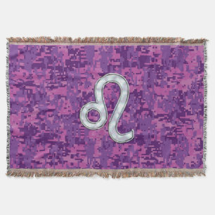Couverture Symbole Leo Zodiac sur Camo numérique Fuchsia rose