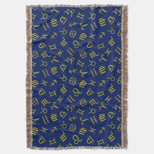 Couverture Symboles des signes d'astrologie Motif Gold+Dk Blu (devant Vertical)